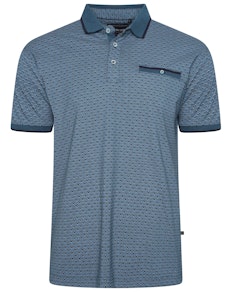 KAM Geo Print Polo Shirt Pacific